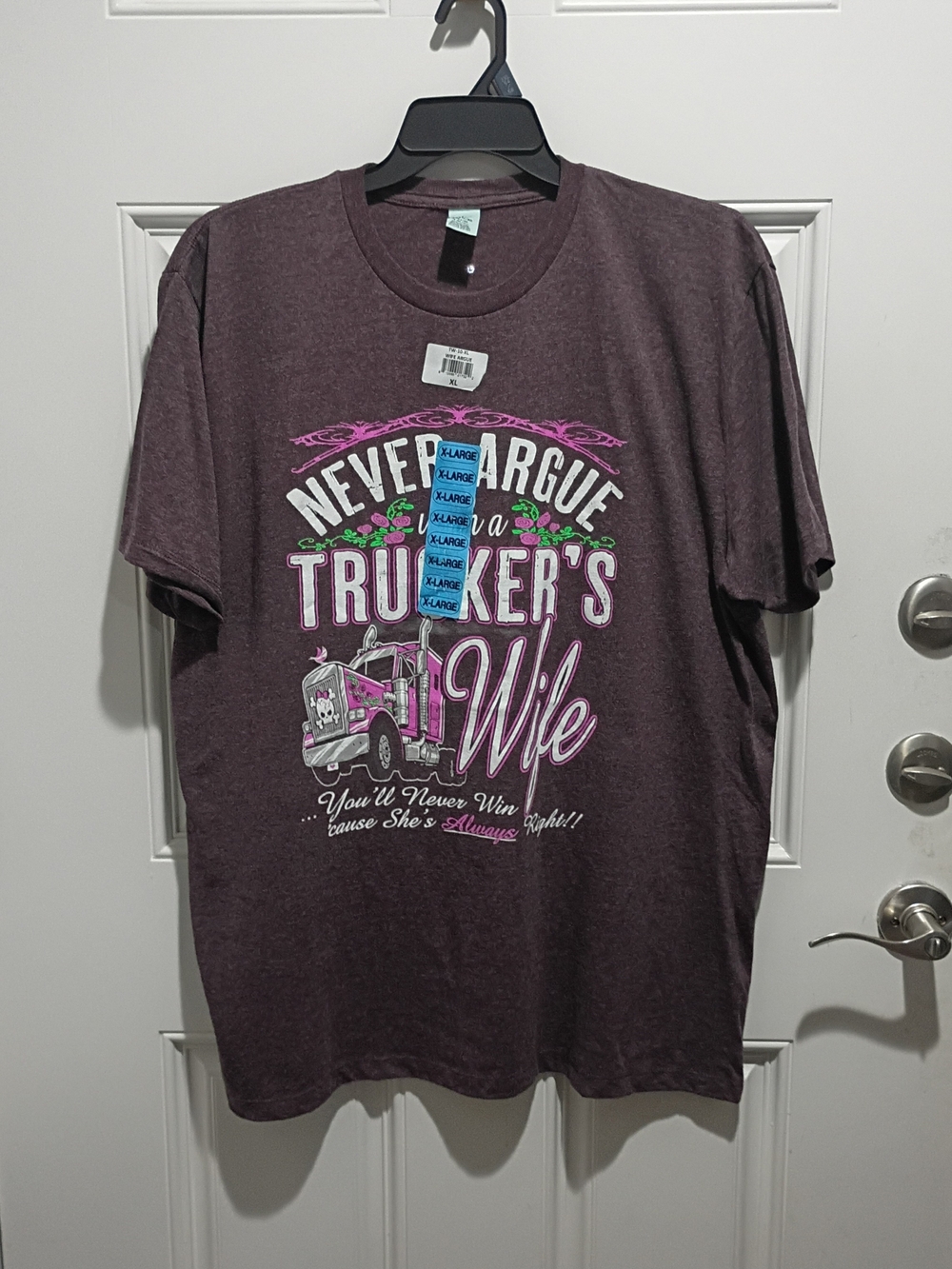Never Argue with a Trucker's Wife Graphic Tee - Brown XL